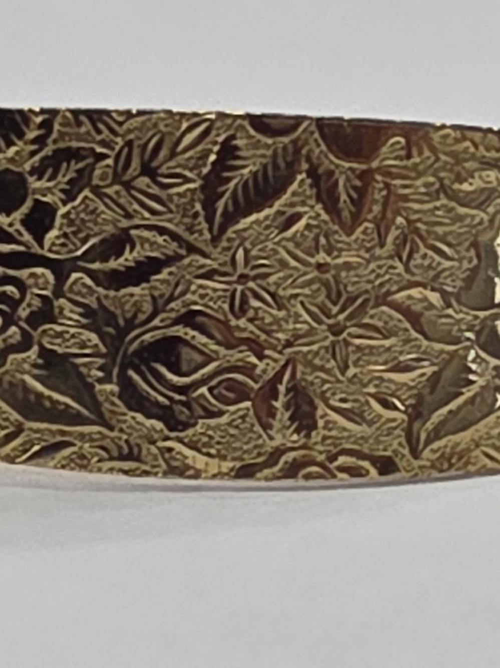 Gold Floral Engraved Hair Barrette - Decorative Gold Tone